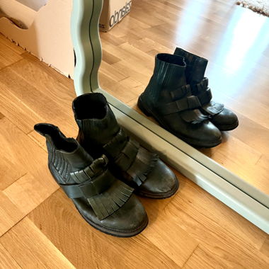 grüne Winter-Stiefeletten Leder
