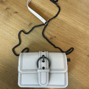 White Crossbody Bag With Chain Strap