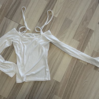 White Off-Shoulder Long-Sleeve Top