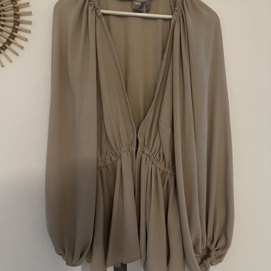 Beige Taillen-Bluse 44