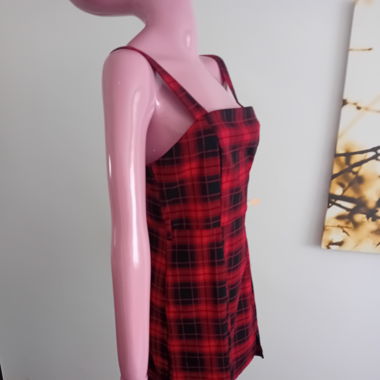 Kleid, S, rot schwarz kariert