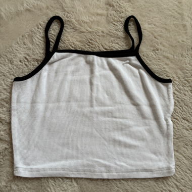 Black and White Spaghetti Strap Crop Top