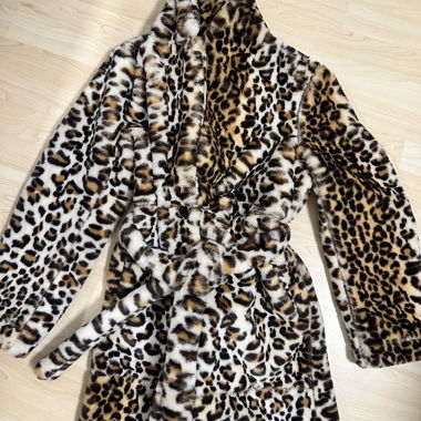 Leopard Faux Fur Coat with Tie Belt