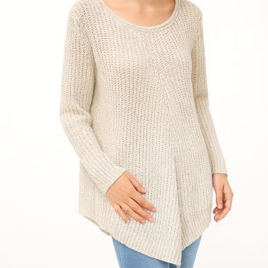 Maglione lungo in lana beige