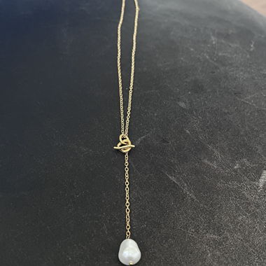 Gold-Colored Pearl Necklace