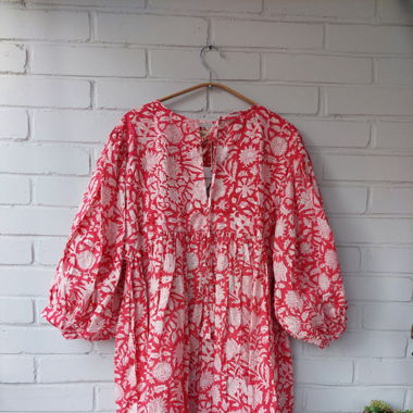 Midi-Kleid – Handblockdruck-Kleid (S/M & L/XL)