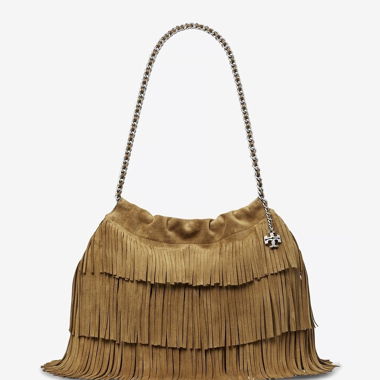 Tory Burch Umhängetasche aus Wildleder mit Fransen
