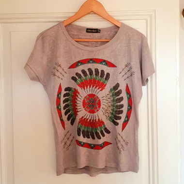 T-shirt Chic Girl gris et motifs colorés
