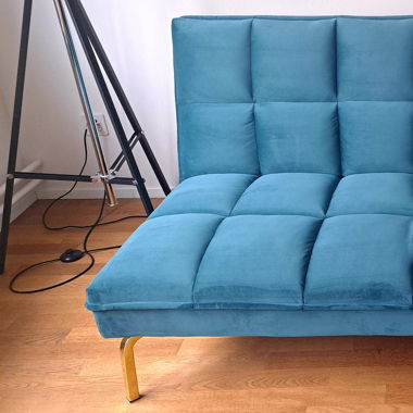 Türkisblaues Sofa m. Schlaffunkt. Liegefl 176x110