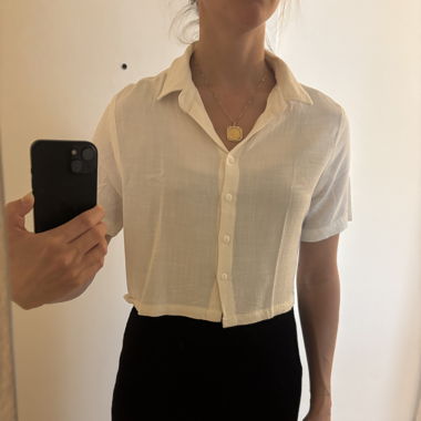 Leichte Hemdbluse kurz in weiss