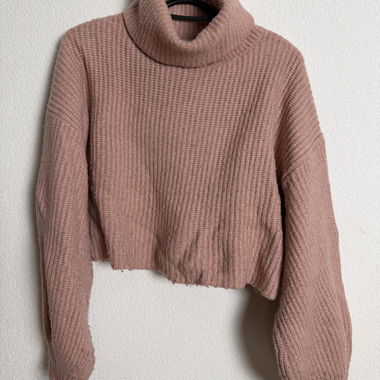 Monki Rollkragenpullover rosa crop