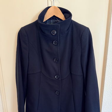 Navy Blue Wool Coat - Retro style inspired