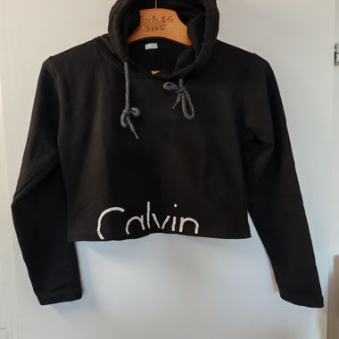 Hoodie noir court Calvin Klein