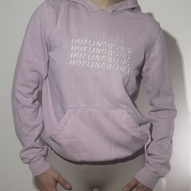 Felpa con cappuccio rosa fatta a mano "Hotline Bling"