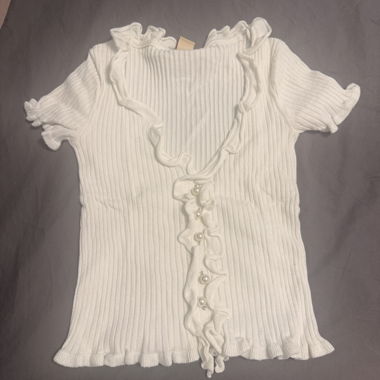 Top bianco a coste Zebra