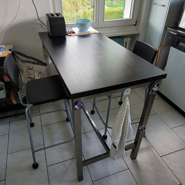 Black kitchen table with metal frame