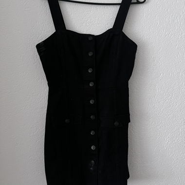 Schwarzes Trägerkleid (Denim)