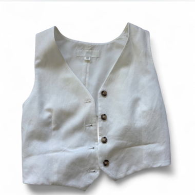 Gilet bianco con bottoni e cravatta dietro