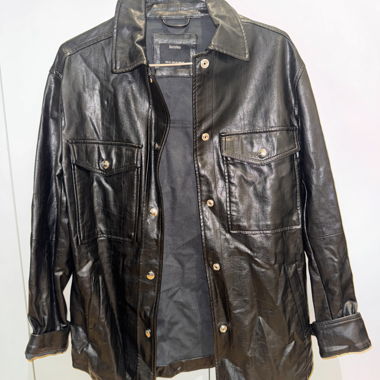 Lederoptik-Jacke schwarz