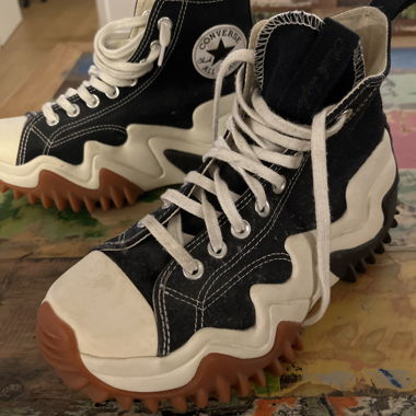 Sneakers alte suola scolpita nero/bianco