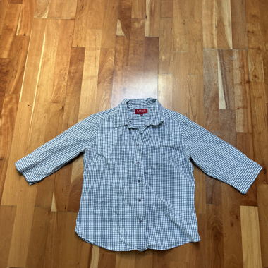 Blaues Gingham-Hemd mit Knopfleiste