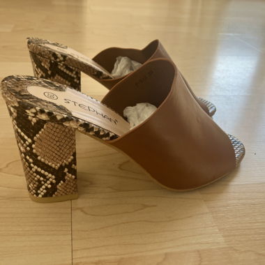 Brown heeled mules size 39