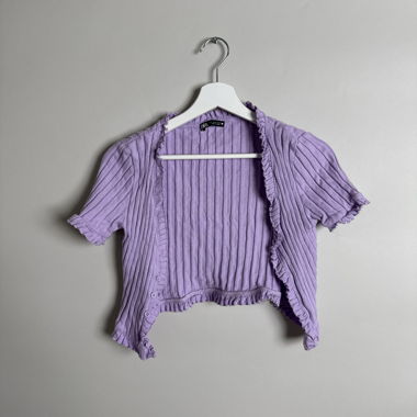Cardigan court côtelé lilas
