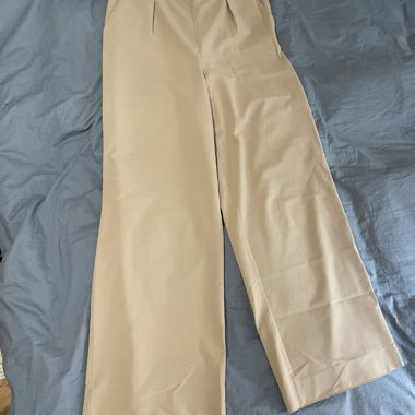 ASOS beige wide-leg trousers