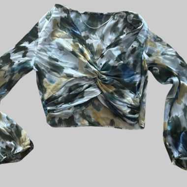 Haut court Zara à manches longues coloré XS