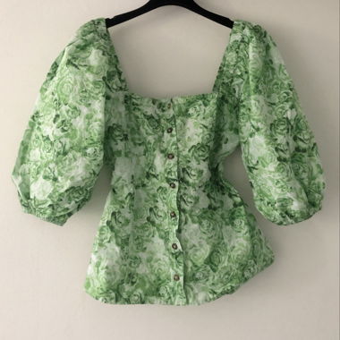 Bükoliques grünes Blumen-Top aus Baumwolle von Ganni