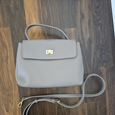 Taupe purse faux leather