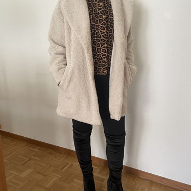 Cream thick H&M Teddy Coat