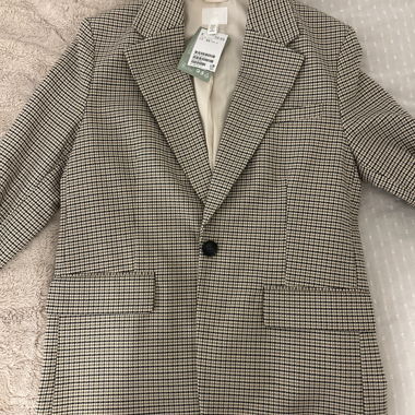 Karo-Blazer mit Ein-Knopf-Verschluss