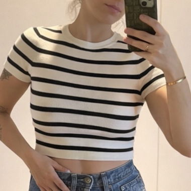 Zara gestreiftes Strickshirt