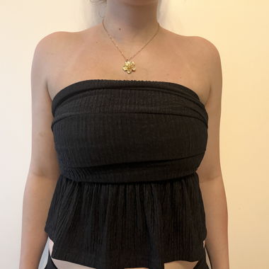 Black Ruched Tube Top SHEIN