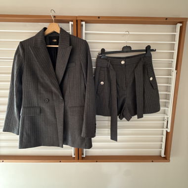 Grey Striped Suit Set
