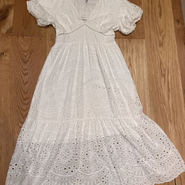 White Lace-Trim Dress