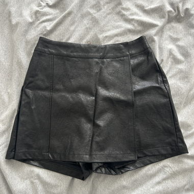Leather skirt with built-in shorts