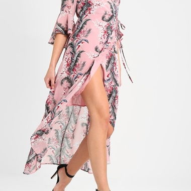 Long Wrap Dress in Pink