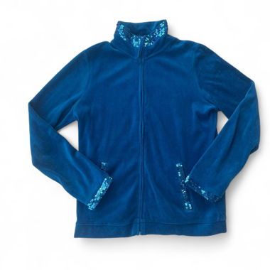Maddison Blue Velour Zip Jacket w Sequins (S/M)