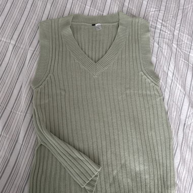 Ärmelloses Strickoberteil - Mint