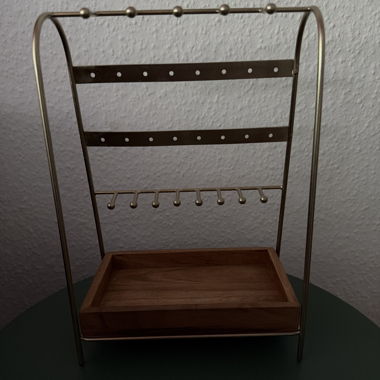 Portagioie con vassoio in legno