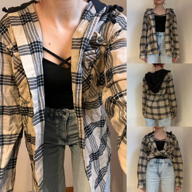 Karierte Übergangsjacke mit Kapuze