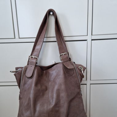 lässige Ledertasche, taupe