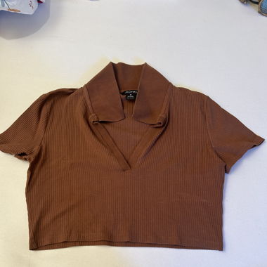 Monki short-sleeved cropped polo shirt
