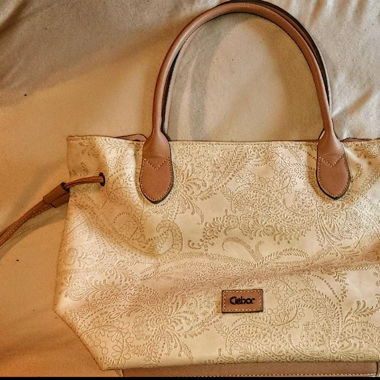 Stylish Gabor Handbag, Cream/Rose, Floral Pattern