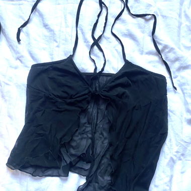 Top Y2K a collo nero elegante per ragazza taglia S