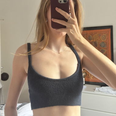Cropped navy blue sweater top bralette