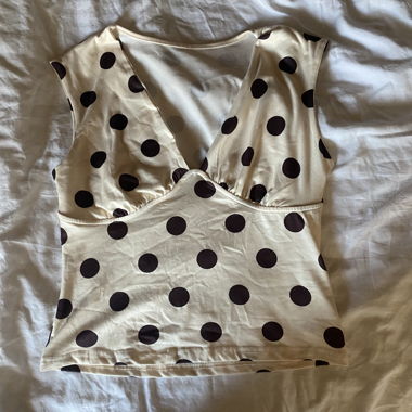 Polka Dot V-Ausschnitt Top