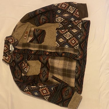 Patterned Patchwork Jacket with Buttons